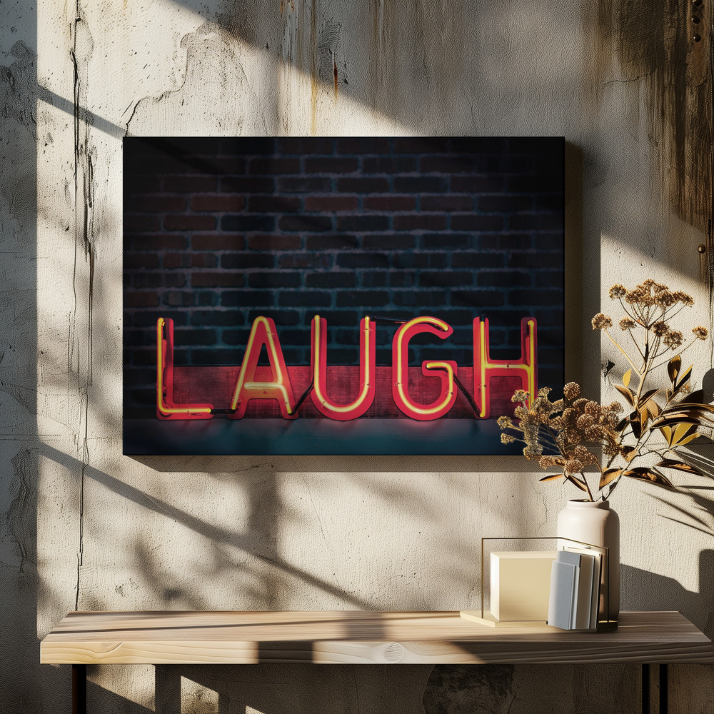 Canvas print - Laugh in Neon over dining table