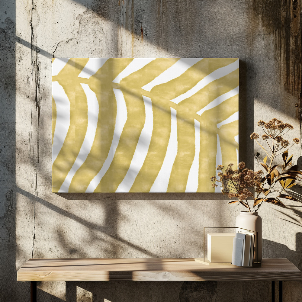 Lærred - LEAF YELLOW over spisebordet