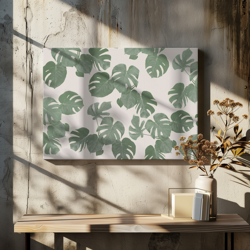Canvas taulu - Monstera Leaves ruokapöydän yli