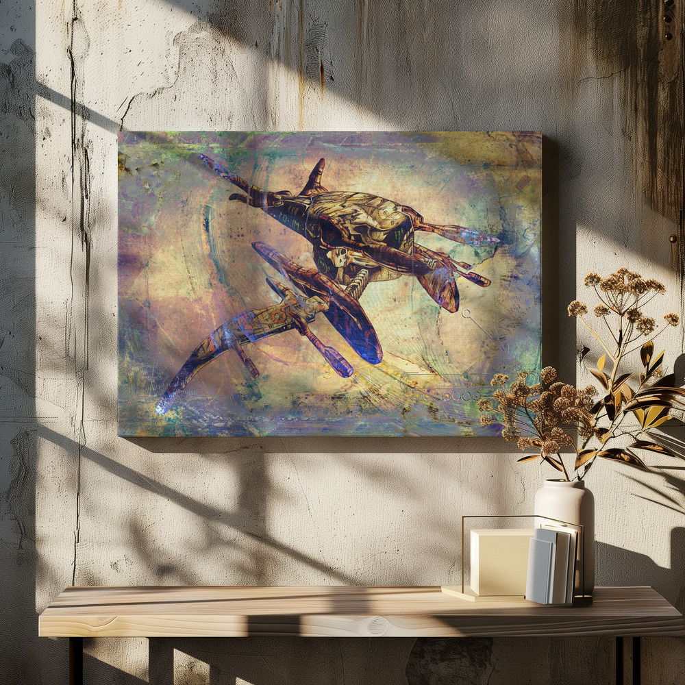 Stampe su tela - Space ship art sopra il tavolo da pranzo