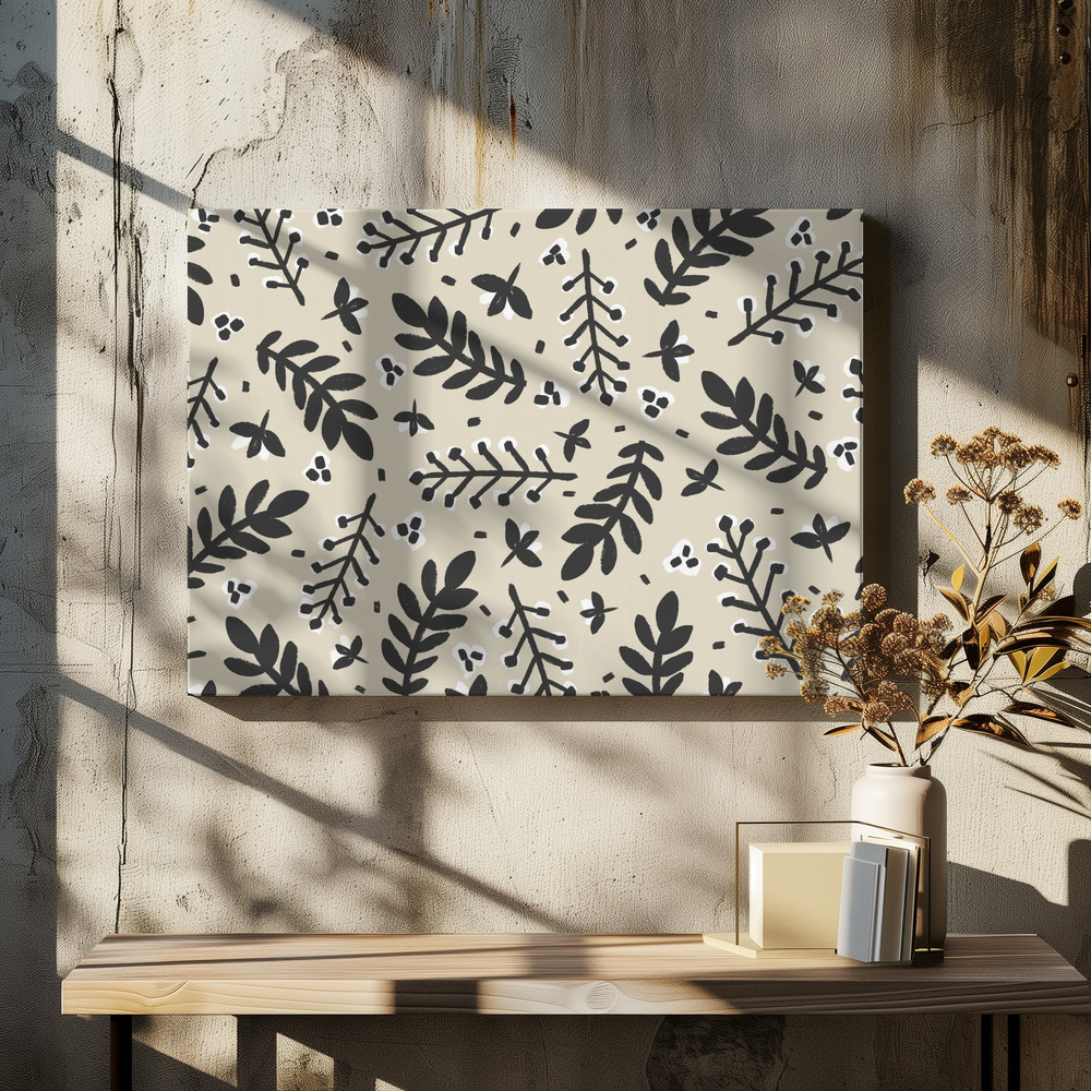 Toile - Branches on Beige Background Square table de salle à manger