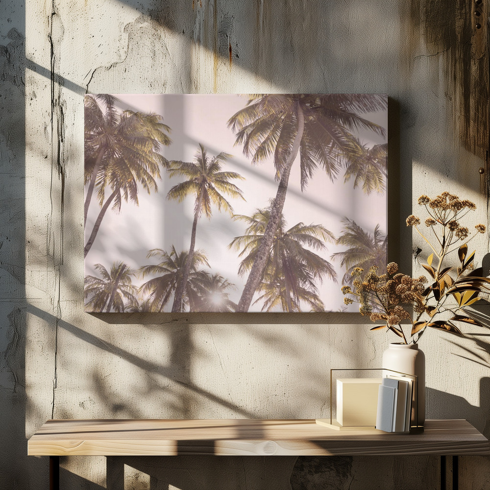 Lienzo - Blush Palm Trees sobre la mesa del comedor