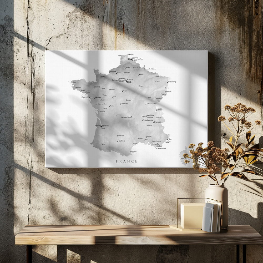 Toile - Gray map of France table de salle à manger