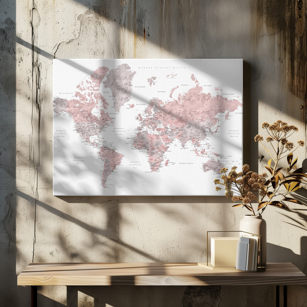 Obraz na płótnie - Piper world map in Spanish nad stołem jadalnym