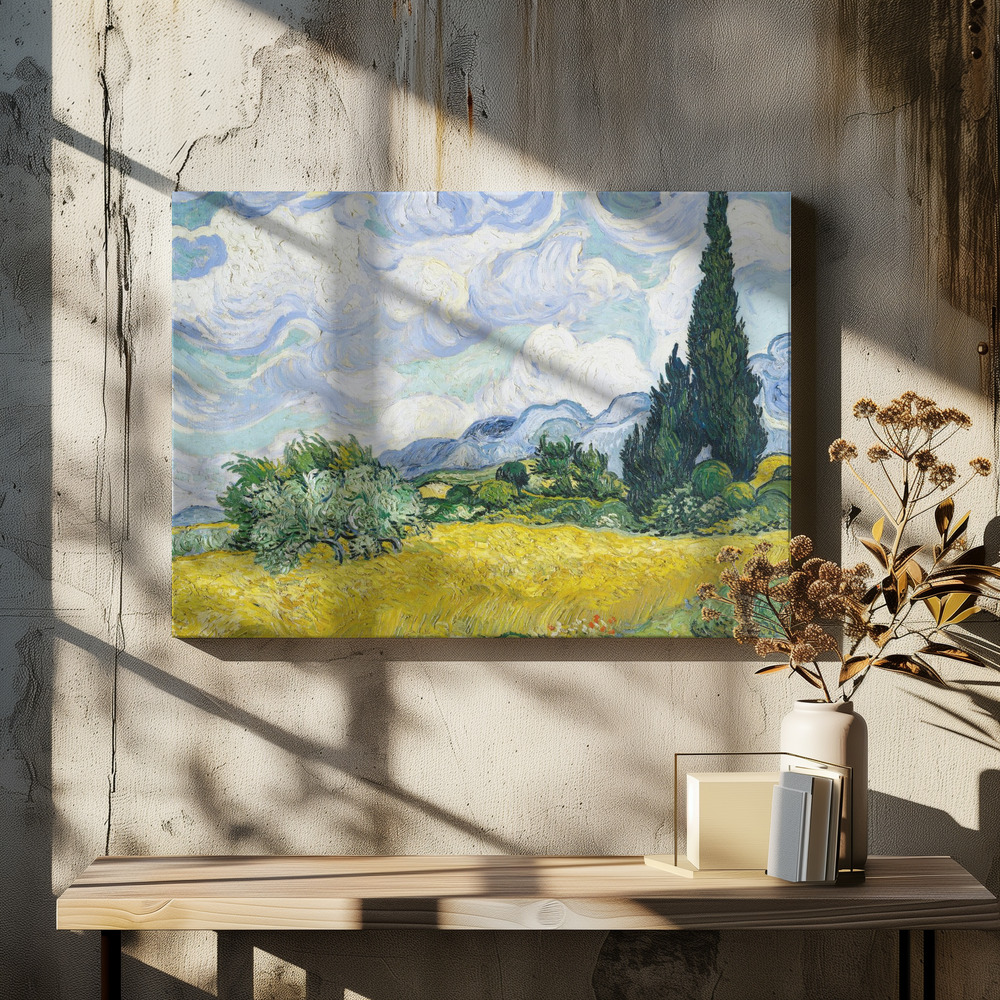 Toile - Wheat Field With Cypresses table de salle à manger