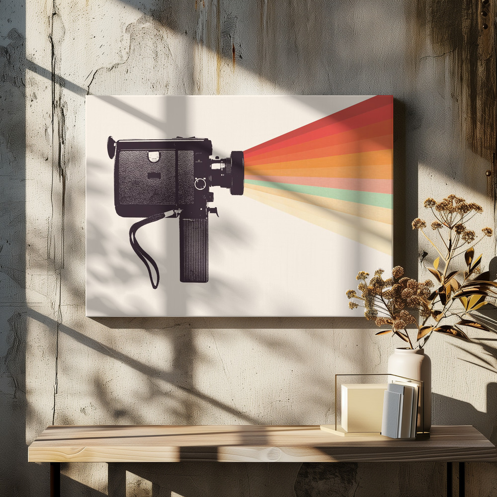 Leinwandbild - Movie Camera Rainbow über dem Esstisch
