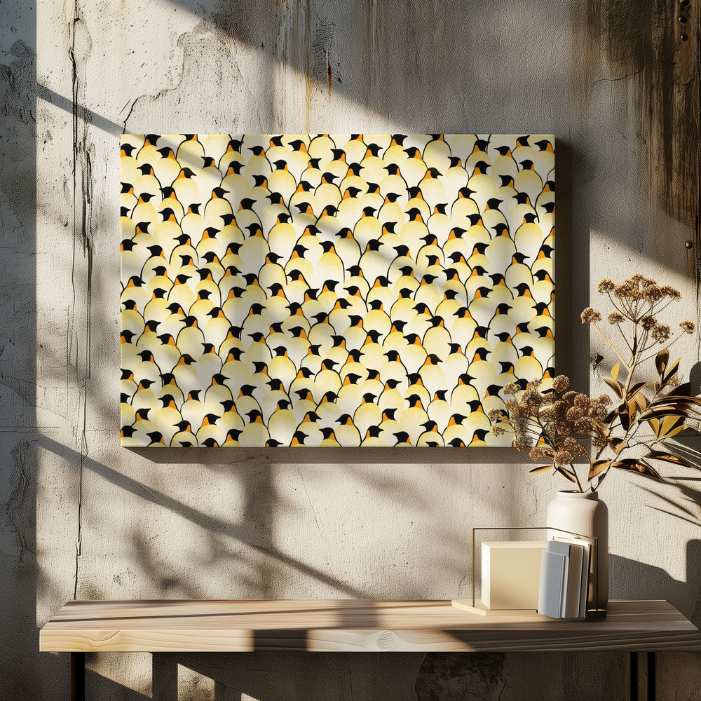 Canvas schilderi - Penguins boven eettafel
