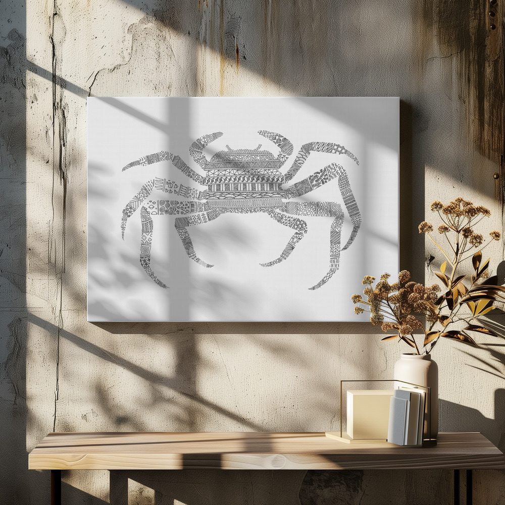 Stampe su tela - Crab Grey Poster - Grey sopra il tavolo da pranzo