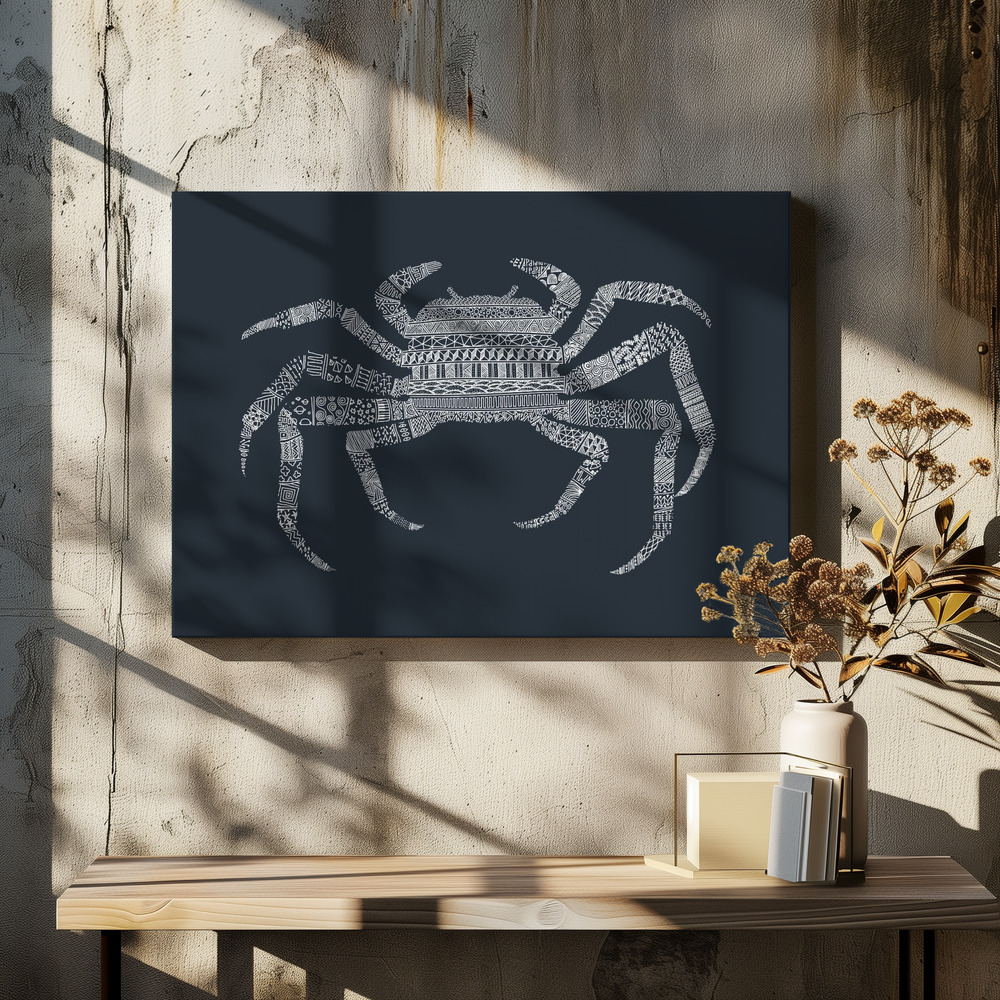 Stampe su tela - Crab Blue Poster - Blue sopra il tavolo da pranzo