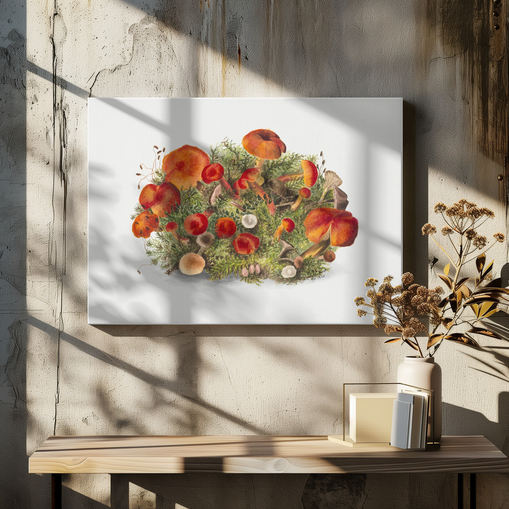 Canvas print - Study of Mushrooms (1880) Horizontal over dining table
