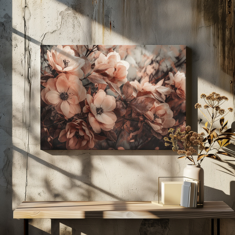 Stampe su tela - Coral Wild Peony sopra il tavolo da pranzo