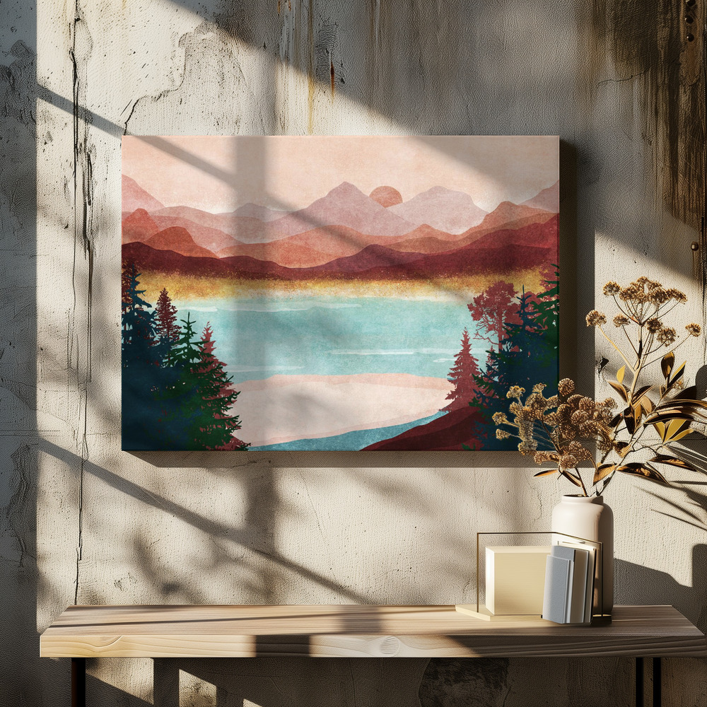 Canvas print - Mountain Dawn Serenity over dining table