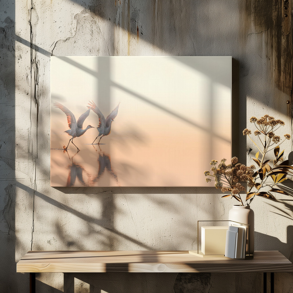 Canvas print - Crane Dance over dining table