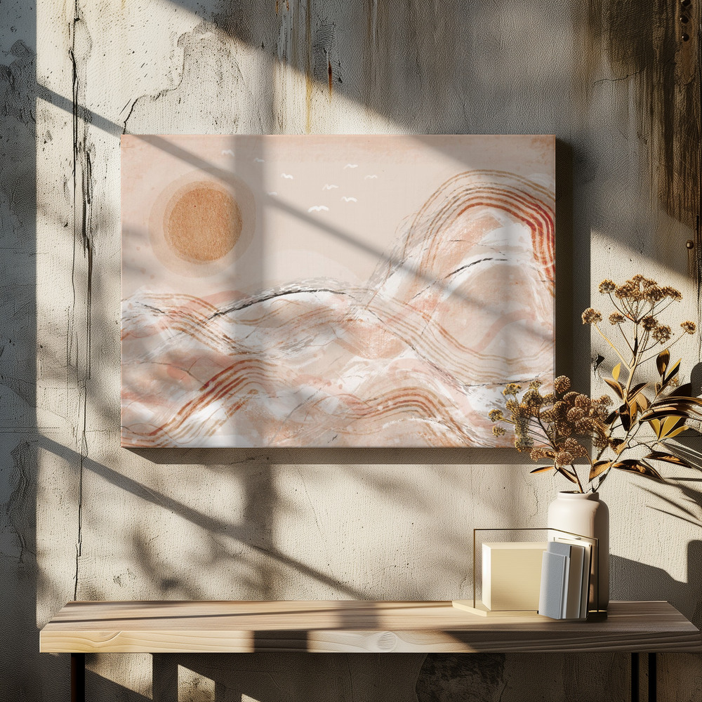 Obraz na płótnie - Pastel Peach Sea nad stołem jadalnym