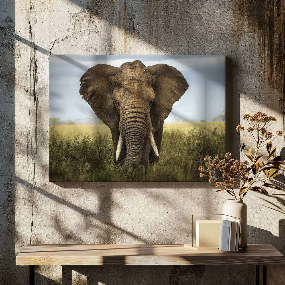 Stampe su tela - Encounters in Serengeti sopra il tavolo da pranzo