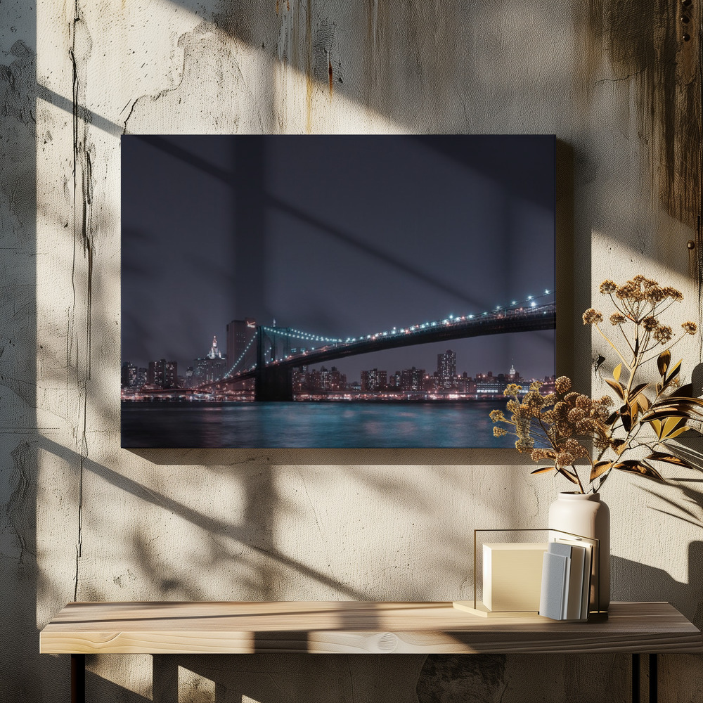 Stampe su tela - Manhattan Skyline and Brooklyn Bridge sopra il tavolo da pranzo