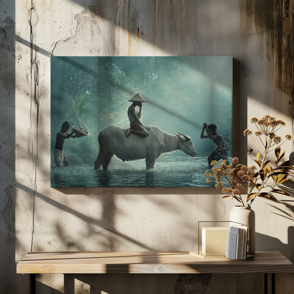 Canvas schilderi - Vattenbuffel boven eettafel