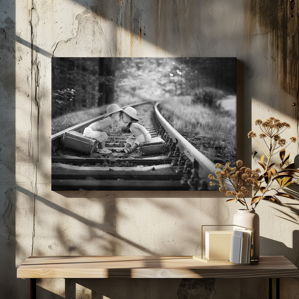 Canvas print - Brothers love over dining table