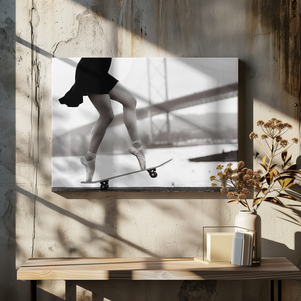 Obraz na płótnie - Skater Girl nad stołem jadalnym