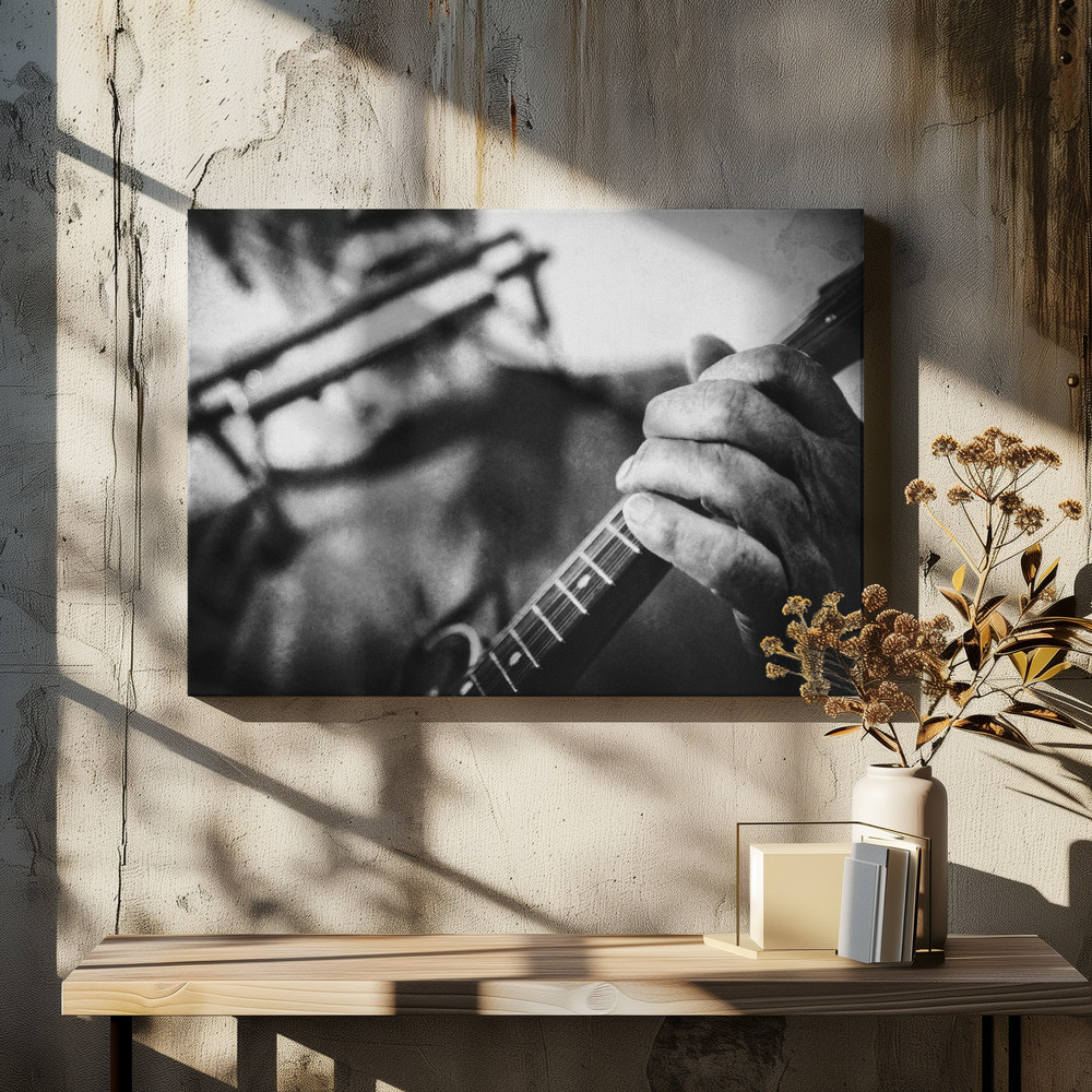 Canvas print - Wolf with mandolin and harmonica over dining table