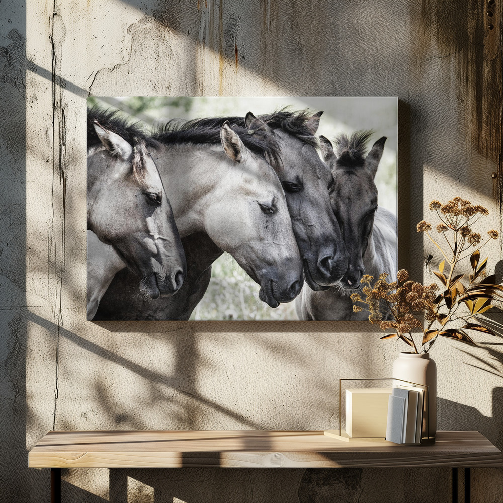 Stampe su tela - Four Konik Horses sopra il tavolo da pranzo
