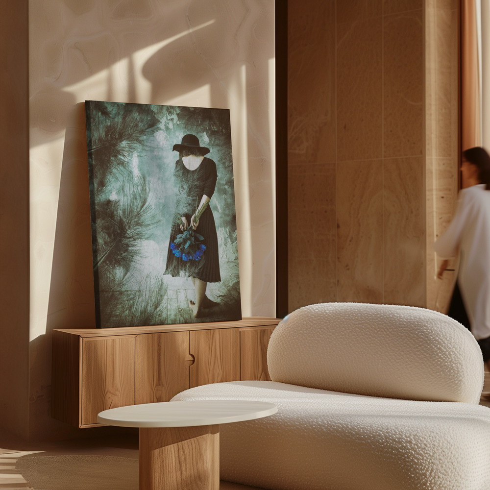Canvas print - Feathers over cabinet
