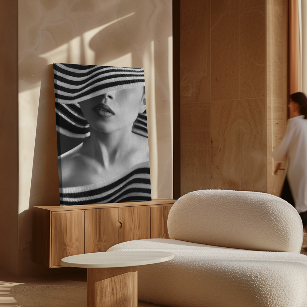 Toile - Black & white stripes au-dessus de l'armoire