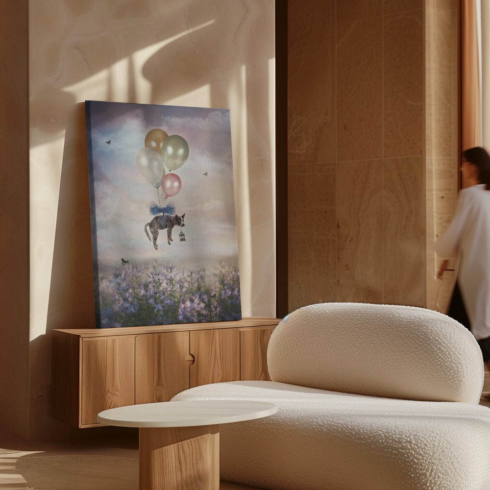 Lienzo - Whiskers' Whimsical Journey sobre armario