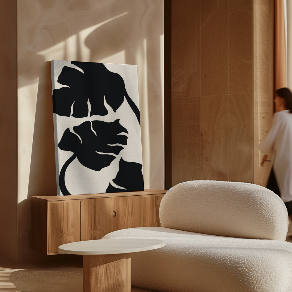 Canvas print - Monstera Black over cabinet