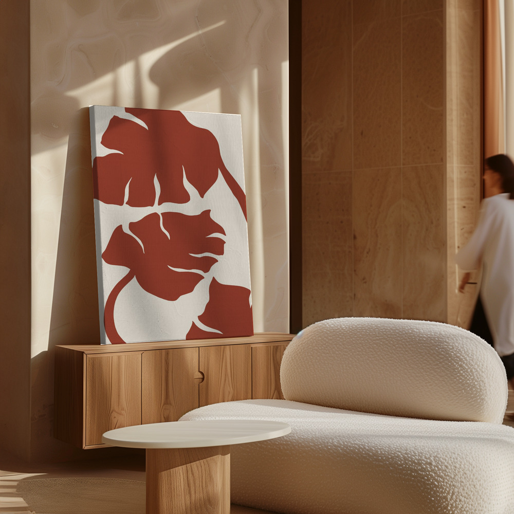 Stampe su tela - Monstera Brown sopra il mobile