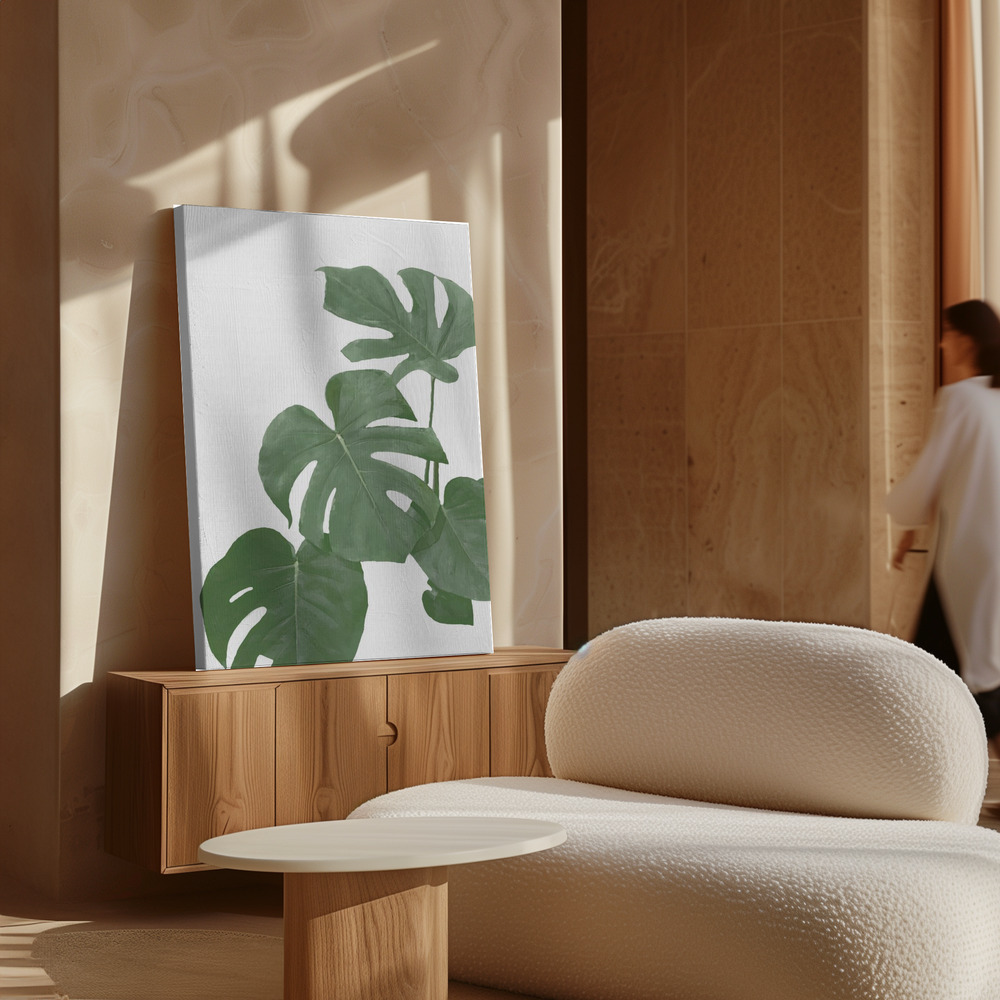 Toile - Monstera Aqua 03 au-dessus de l'armoire