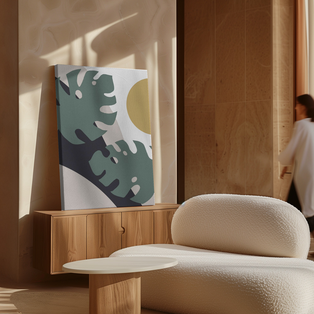 Lærred - Monstera Cut Out 01 over skab