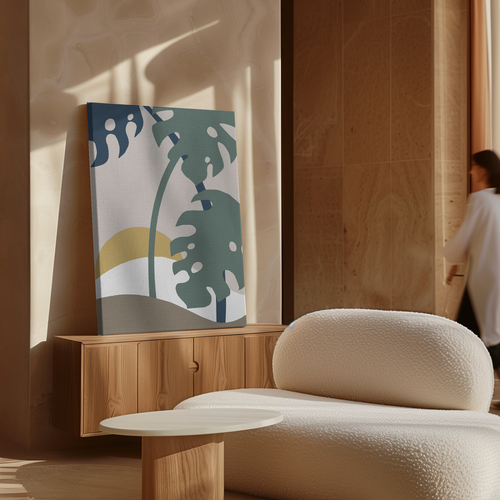 Lærred - Monstera Cut Out 02 over skab