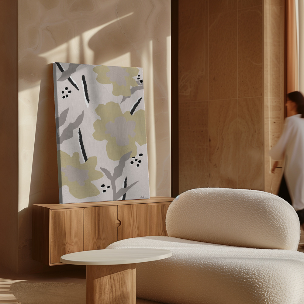 Canvas print - Beige Flowers over cabinet