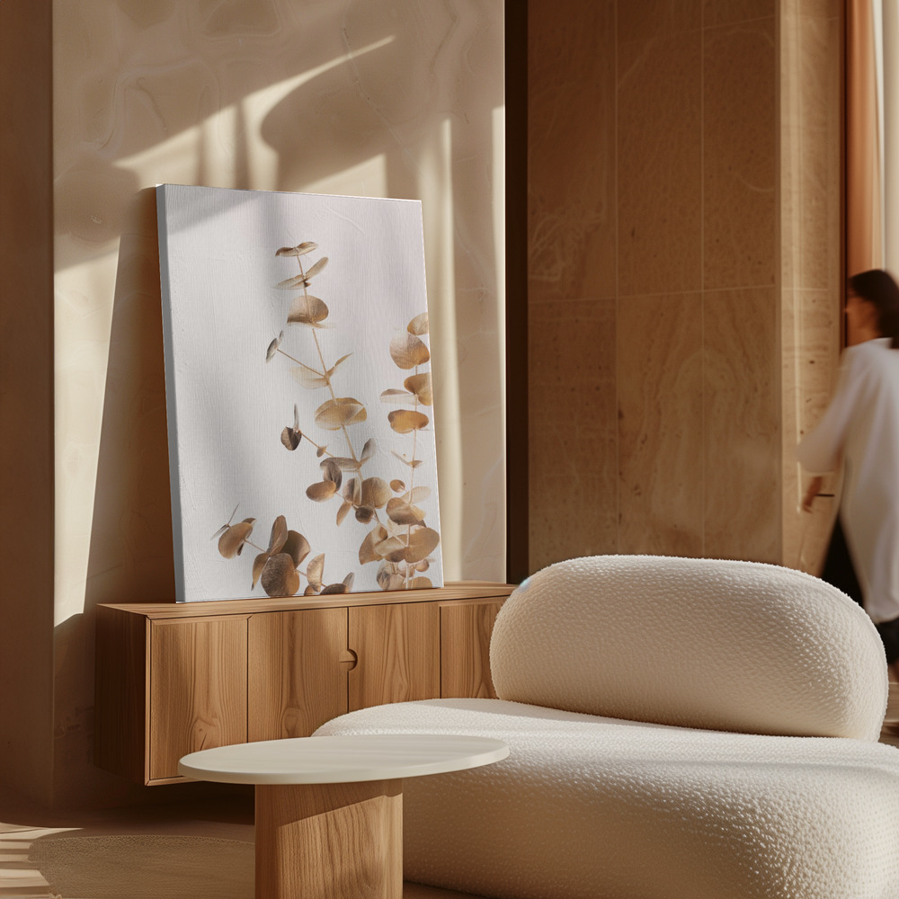 Canvas print - Eucalyptus Gold No 05 over cabinet