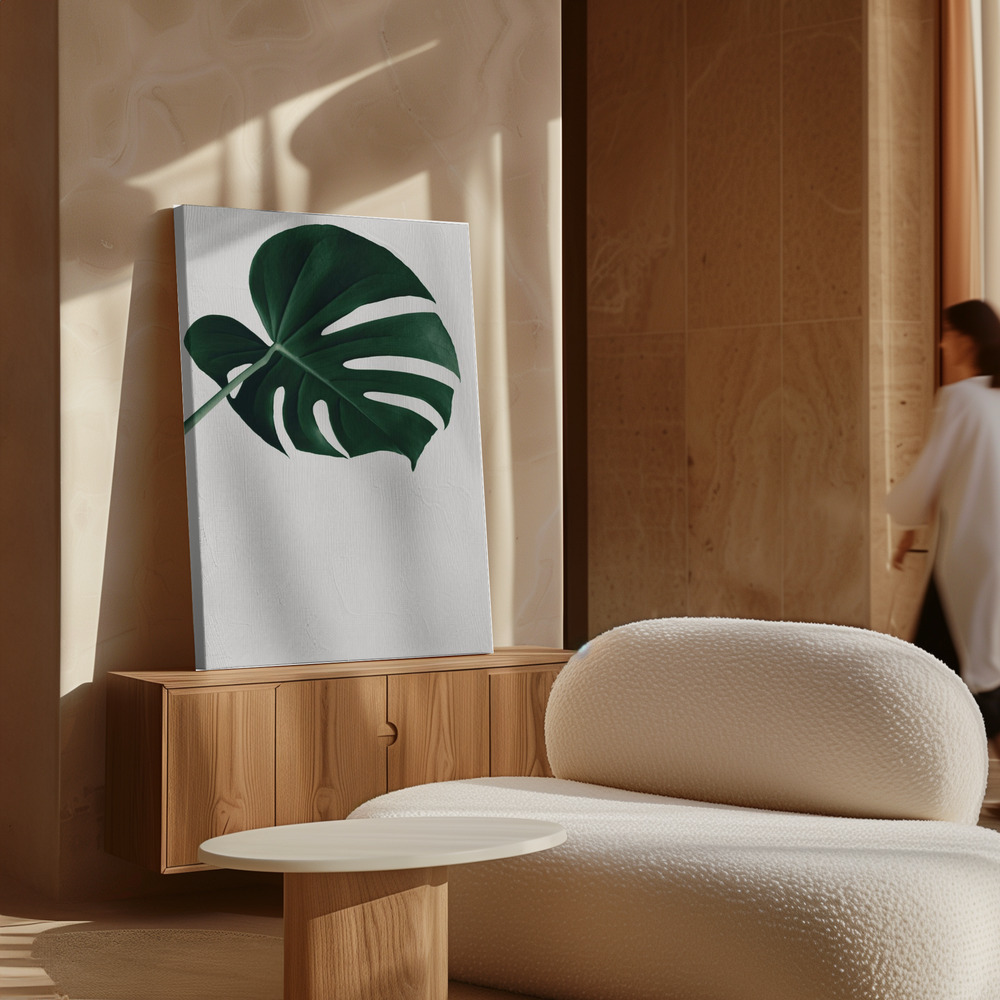 Lærred - Monstera Natural 19 over skab
