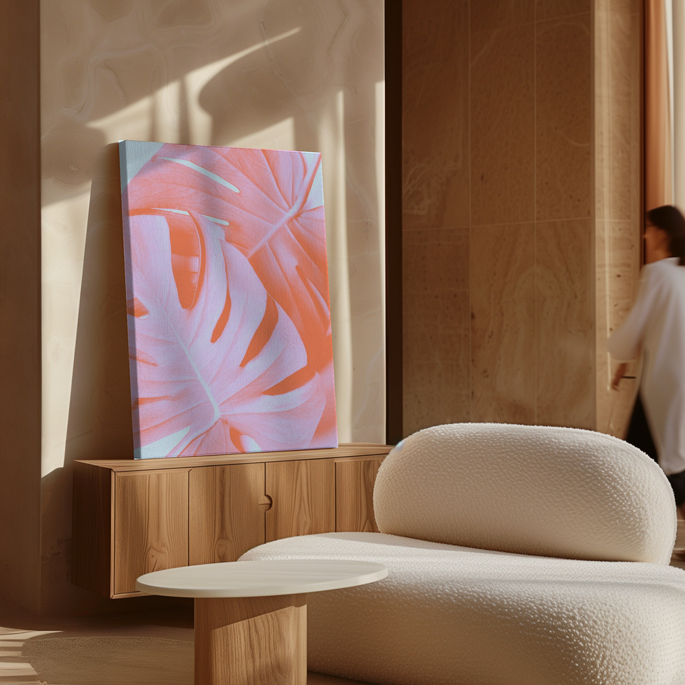 Canvas print - Monstera Orange 03 over cabinet