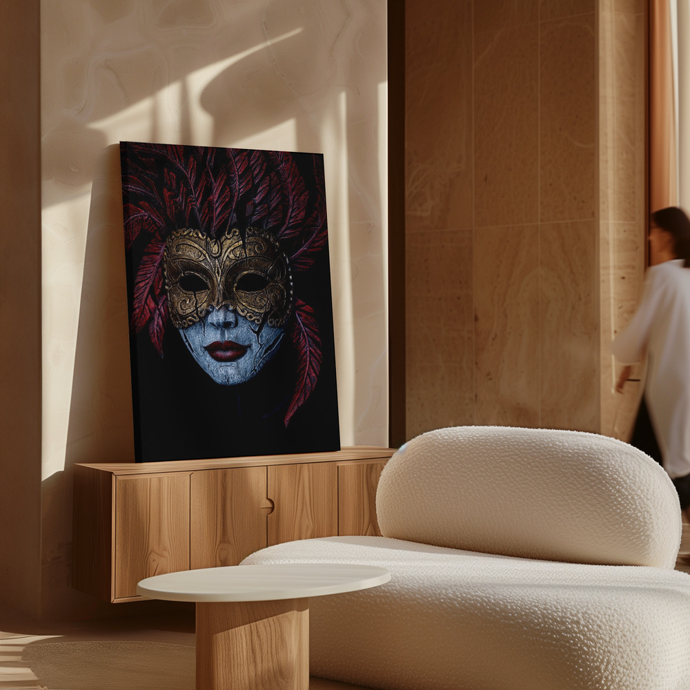 Lienzo - Where does the mask begin and end? sobre armario