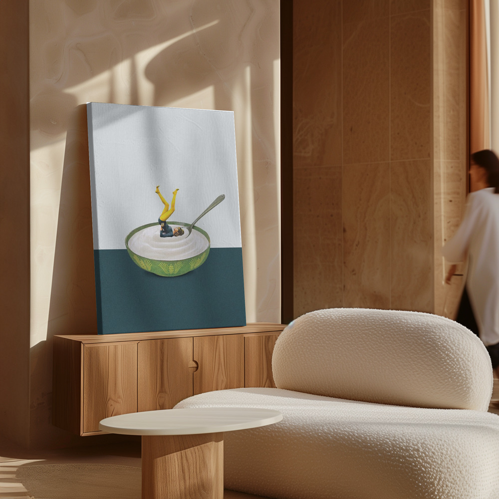 Lærred - Yoga in my yogurt over skab