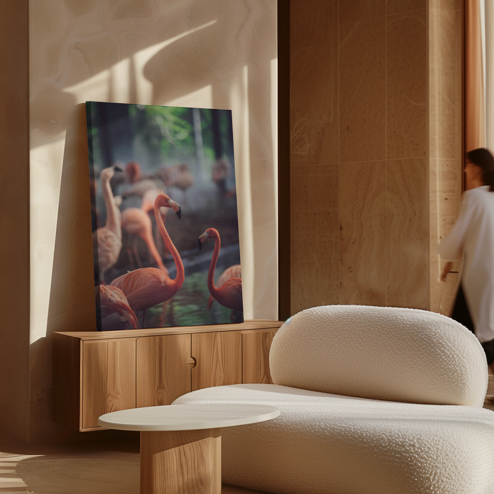 Canvas schilderi - Flamingo boven kast