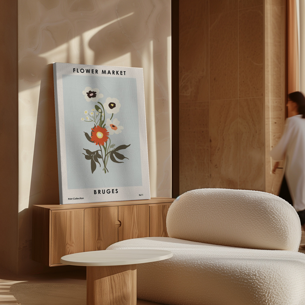 Canvas print - Flower Market Bruges over cabinet
