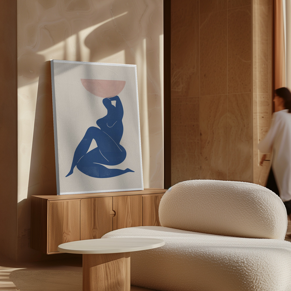 Lærred - Vase and Woman over skab