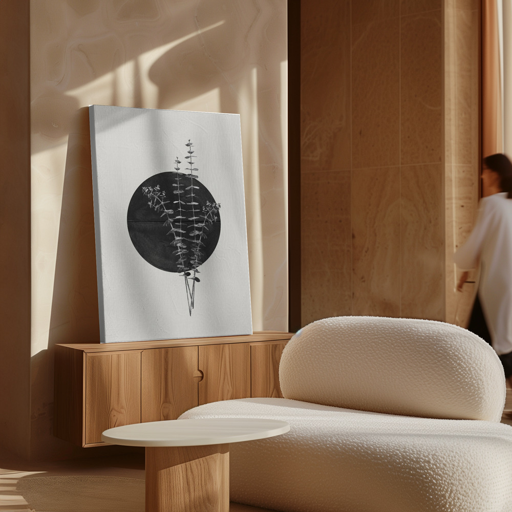 Canvas print - Plant and Black Sun over cabinet