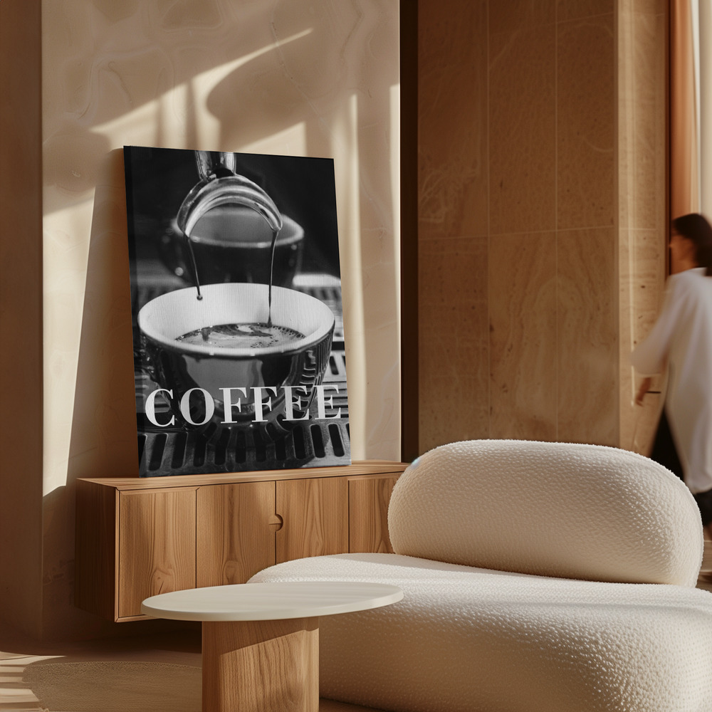 Leinwandbild - Coffee Text 2 über Schrank