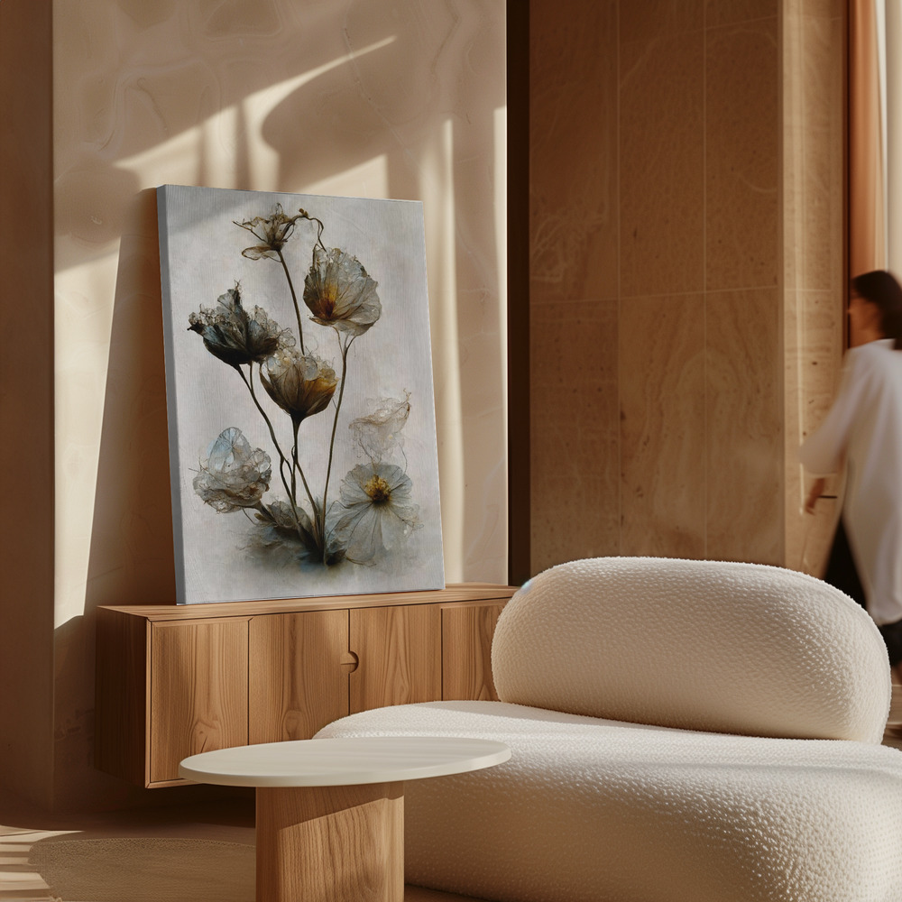 Canvas print - Crystal Flowers over cabinet