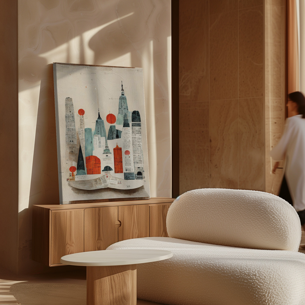 Canvas print - The Paper City over cabinet