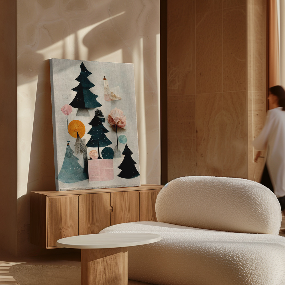 Canvas schilderi - Cute Pine Tree Composition boven kast