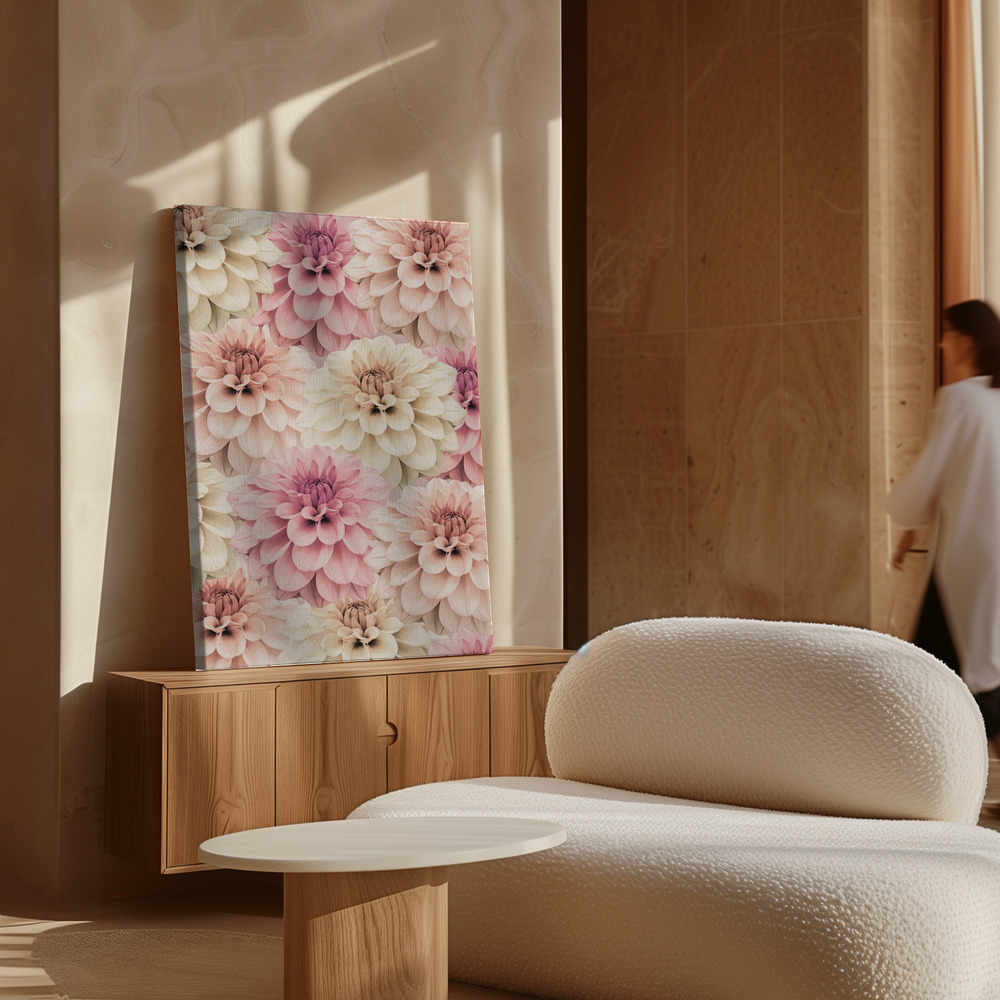 Toile - Dahlia au-dessus de l'armoire
