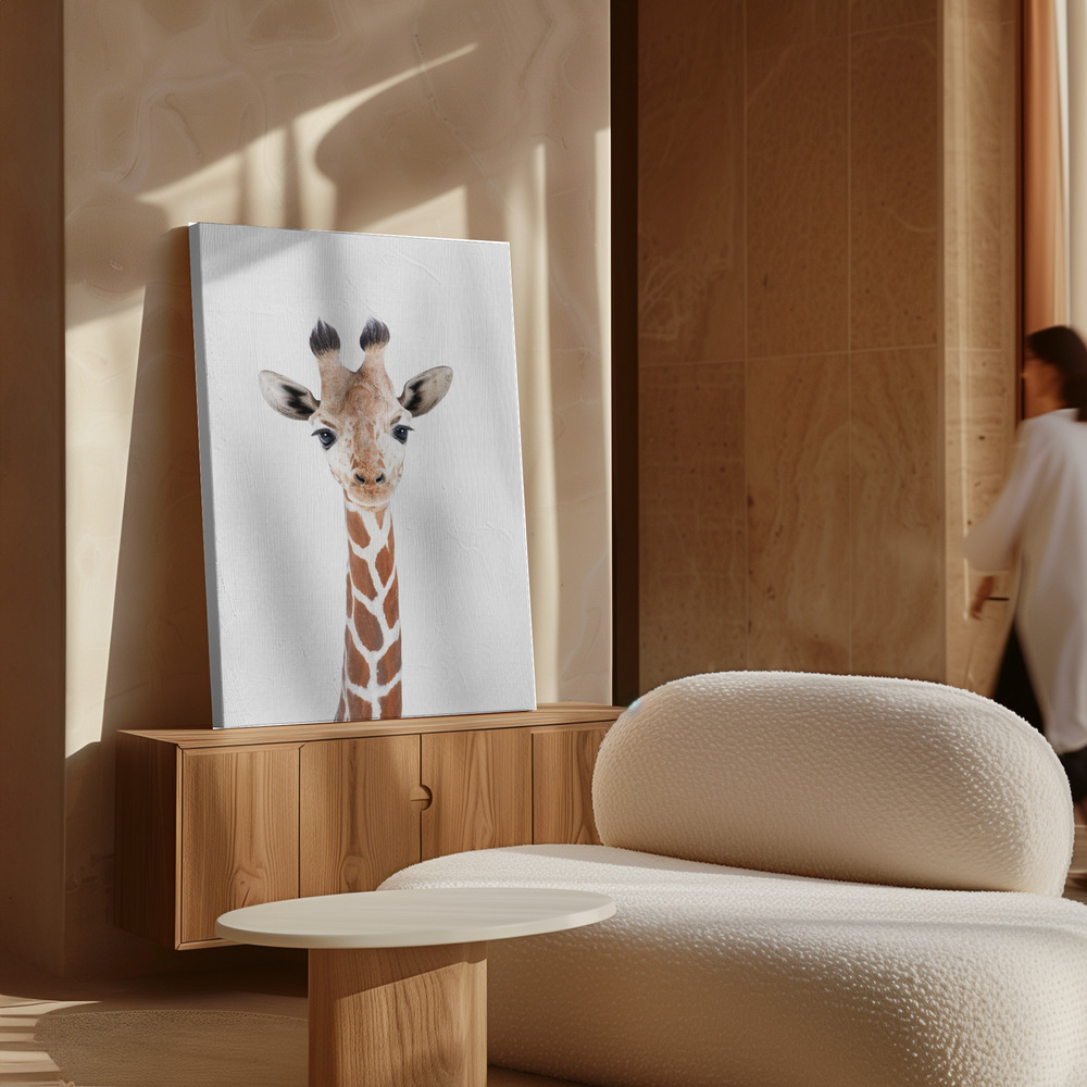 Canvas schilderi - Baby Giraffe boven kast