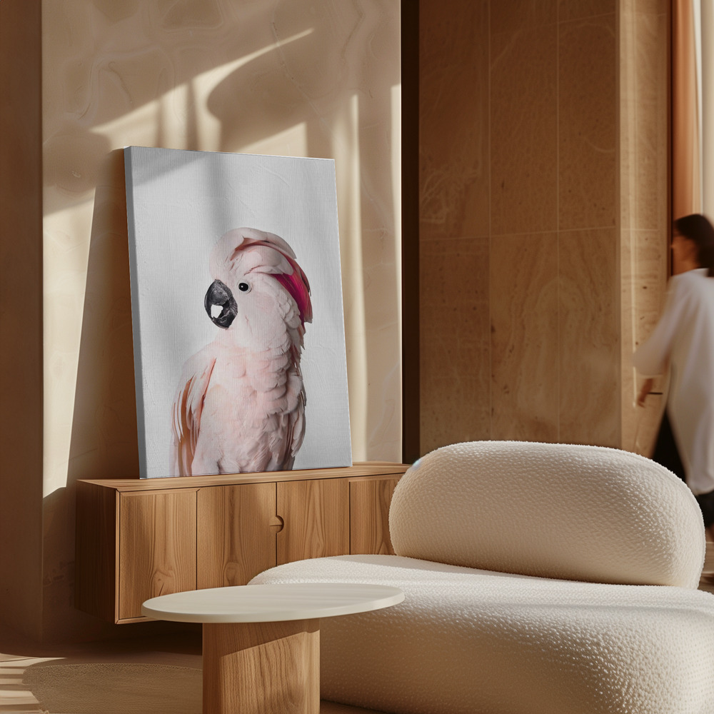 Stampe su tela - Pink Cockatoo sopra il mobile